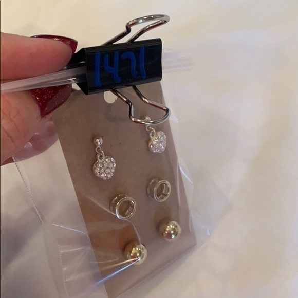 💐5/25 3 pair stud heart crystal open circle - Picture 6 of 6